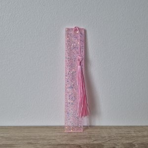 Marque-page rose à paillettes