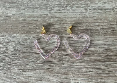 Boucles d'oreilles coeur rose clair 2