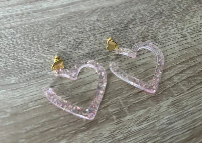 Boucles d'oreilles coeur rose clair 3