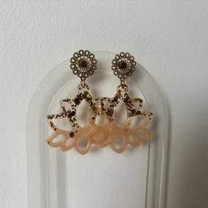 boucles d'oreilles lotus rose saumon 1