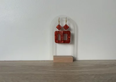 boucles d'oreilles carrés rouges 2