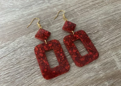 boucles d'oreilles carrés rouges 3