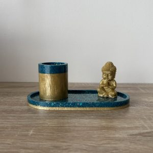 Pot Bouddha bleu et doré