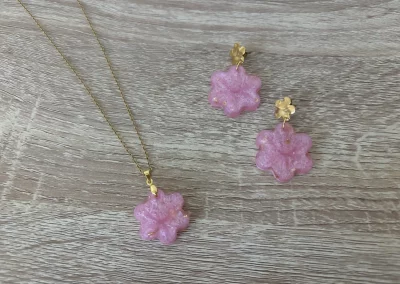 parure fleur rose 2