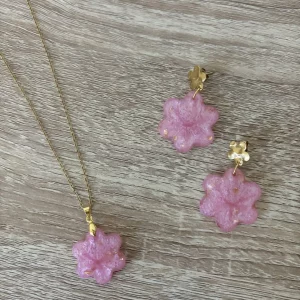 parure fleur rose 1