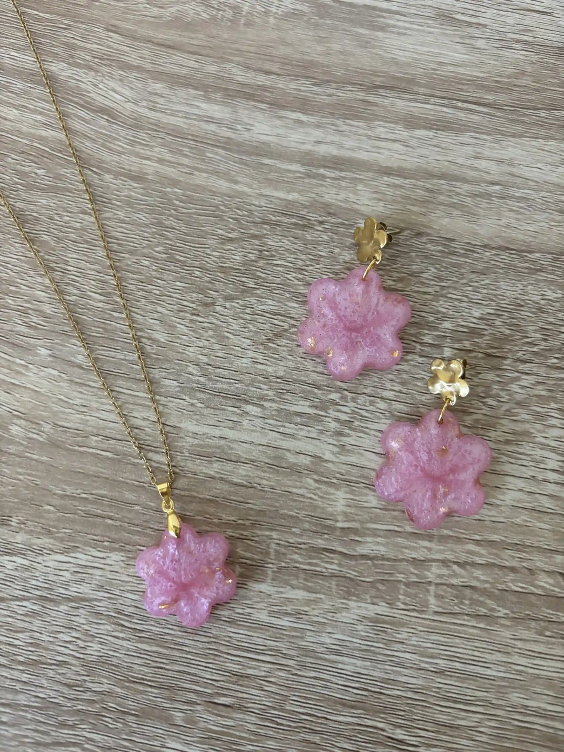 parure fleur rose 1