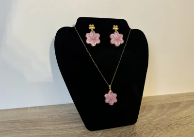 parure fleur rose 3
