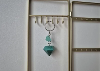 Porte clés diamant vert 2