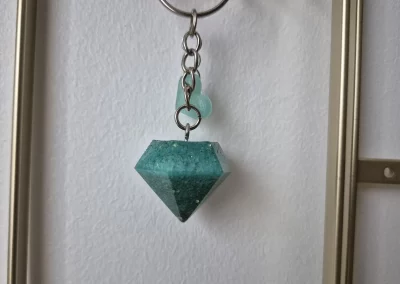 Porte clés diamant vert 3