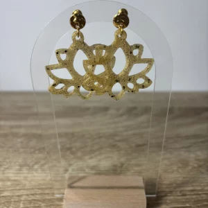 Boucles d’oreilles lotus doré paillettes noires