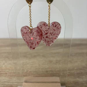 Boucles d’oreilles cœur rose