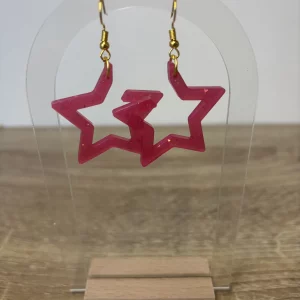 Boucles d’oreilles étoile rose