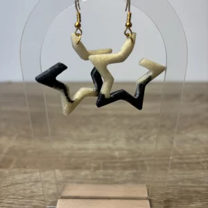 Boucles d’oreilles étoile beige et noir