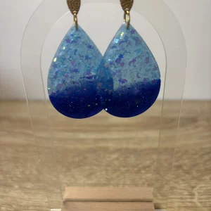 Boucles d’oreilles goute bleu etoilee