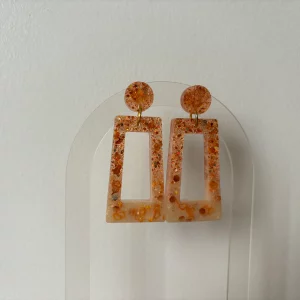 Boucles d'oreilles carré orange