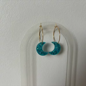 Boucles d'oreilles lune bleue