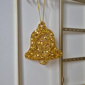 Cloche Père Noël doré pailleté