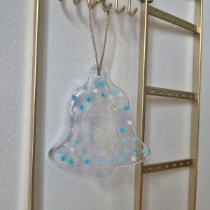 Cloche Père Noël transparent et bleu