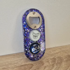 Décapsuleur avec paillettes bleu foncé