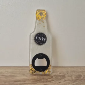 Décapsuleur bouteille blanc et doré Chti