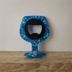 Décapsuleur verre bleu
