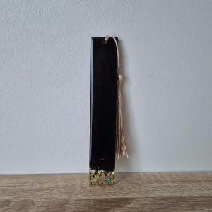 Marque-pages noir et paillettes dorées