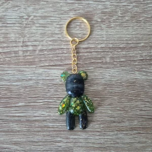 Porte-clés ourson noir et vert