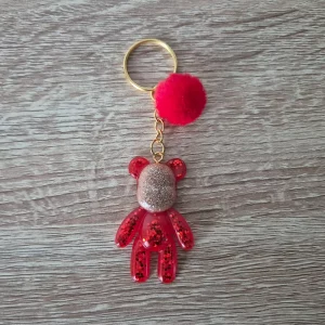 Porte-clés ourson rouge et doré