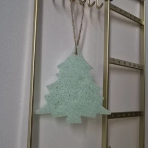 Sapin blanc "Merry Christmas" blanc à paillettes vertes