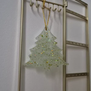 Sapin "Merry Christmas" blanc à paillettes