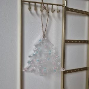 Sapin transparent rose et bleu