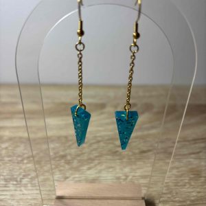 Boucles triangle pendant bleu