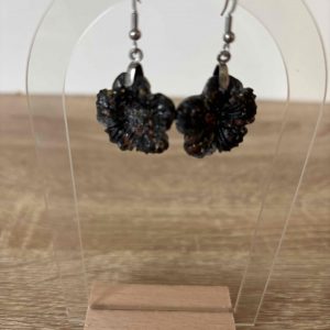 Boucles fleur noir et gris