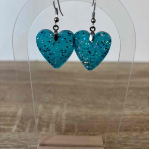 Boucle coeur bleu et argent