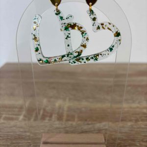 Boucles coeur ouvert doré vert