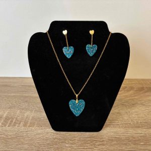 Parure coeur bleu