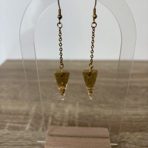 Boucles triangle pendant doré pailleté
