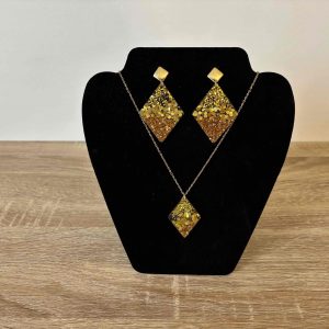 Parure losange doré paillettes