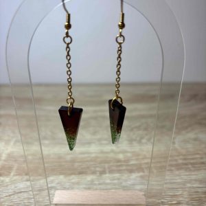 Boucles triangle marron et vert