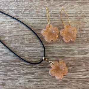Parure fleur saumon