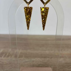 Boucle triangle losange doré paillettes