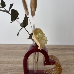 Vase coeur bordeaux et doré