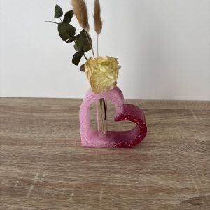 Vase coeur rose paillettes