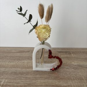 Vase coeur blanc et rouge