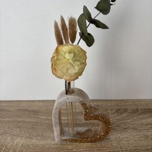 Vase coeur blanc et doré