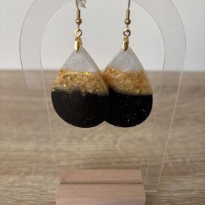 Boucles goute noir blanc et doré