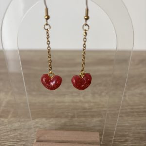 Boucles coeur pendant rose fuschia