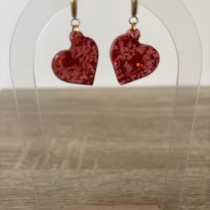 Boucles anneau coeur rouge