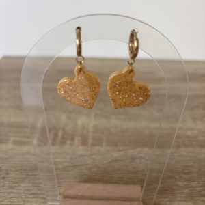 Boucles anneau coeur doré paillettes
