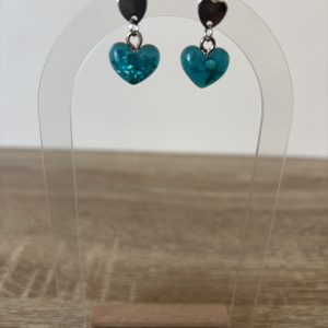 Boucles petit coeur turquoise